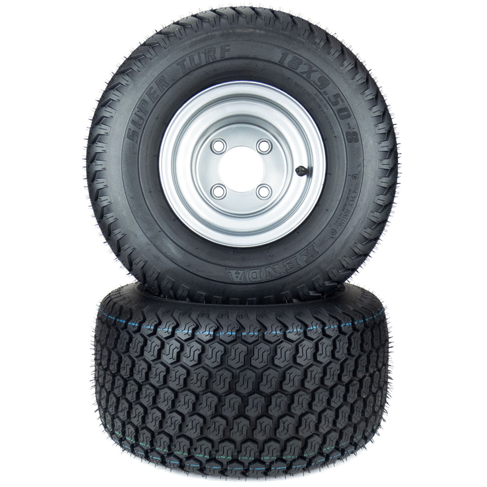 (2) Wheel & Tire Assemblies 18x9.50-8 for older Hustler Fastrak & Sport 784264