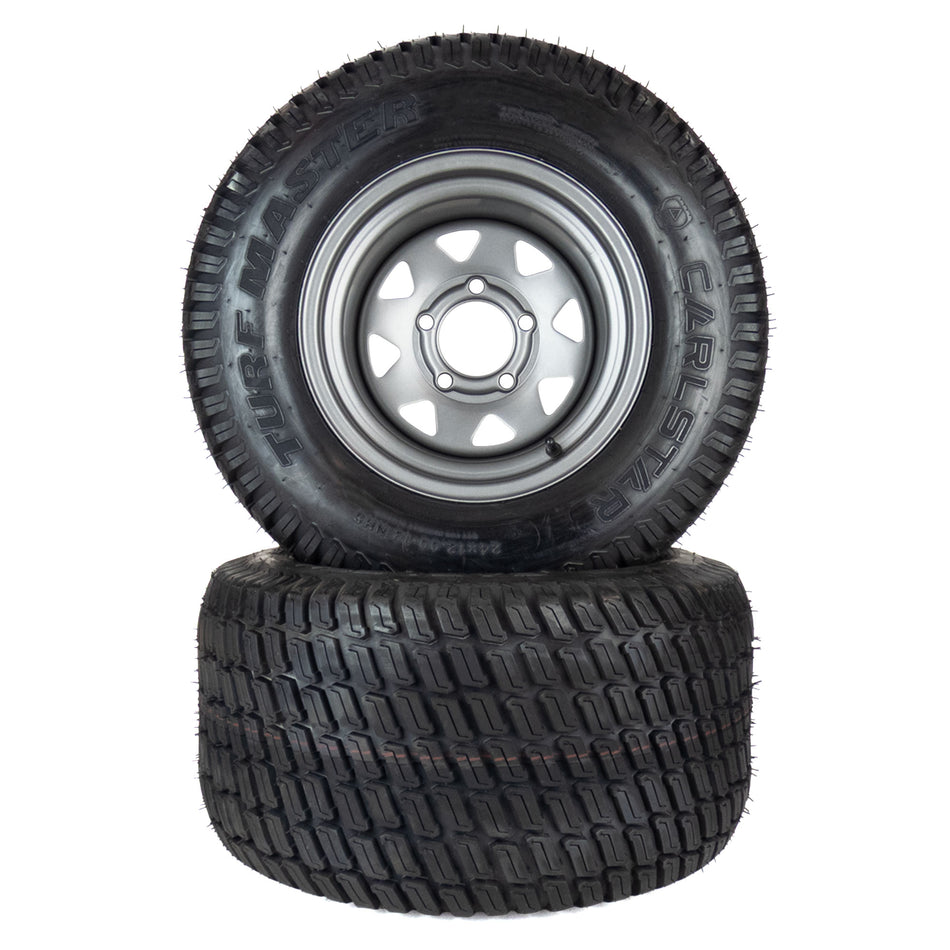 (2) Carlstar/Carlisle Turf Master Tire Assemblies 24x12.00-12 Fits Gravely PT 200 400 60" 72" 07101119