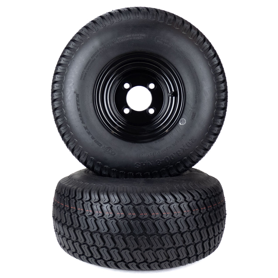 (2) Turf Tire Assemblies 20x8.00-8 Fits Cub Cadet ZT1 42" 46" 634Z05924