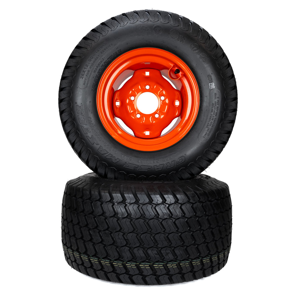 (2) Turf Tire Assemblies 26x12.00-12 Fits Kubota BX Series K2561-17100