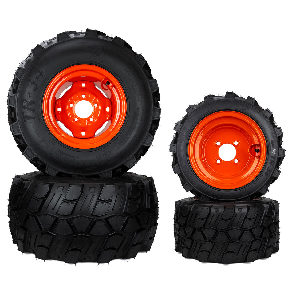 (4) Aggressive Tire Assemblies 26x12.00-12 18x8.50-10 Fits Kubota BX Series K2561-17610 K2581-18610