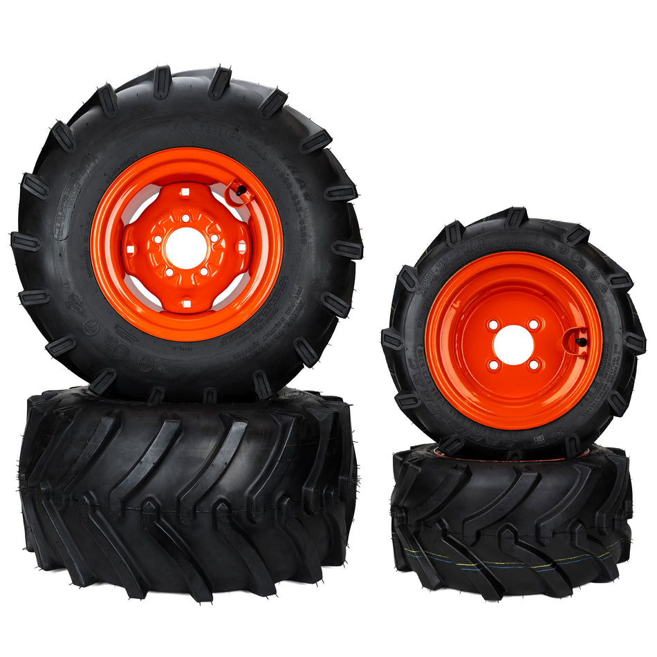(4) Aggressive Tire Assemblies 26x12.00-12 18x8.50-10 Fits Kubota BX Series K2561-17410 K2581-18410