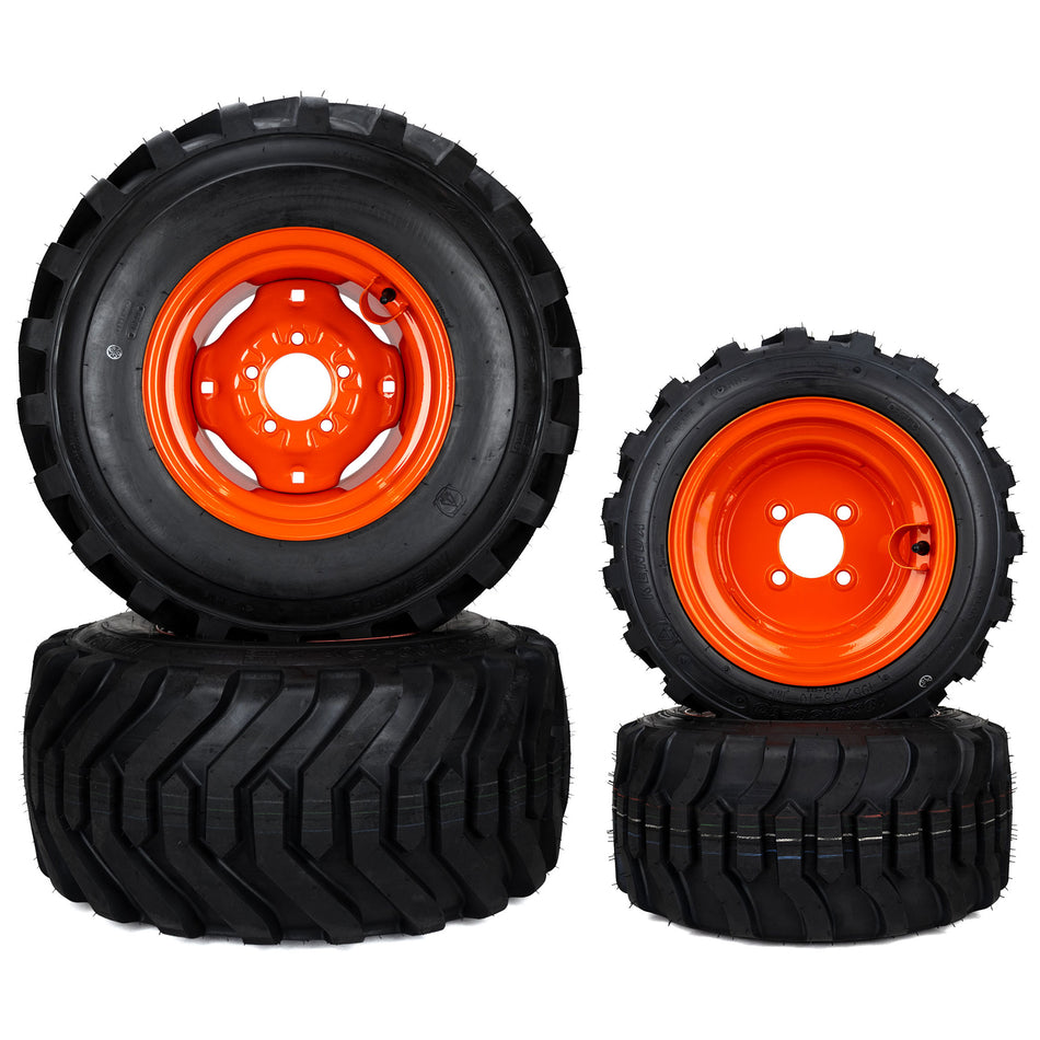 (4) Industrial Tire Assemblies 26x12.00-12 18x8.50-10 Fits Kubota BX Series K2561-17610 K2581-18610