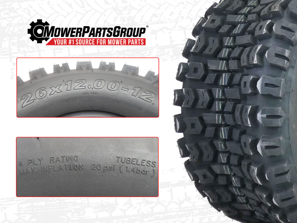 (1) Terra Trac K502 Tire 26x12.00-12 Hill Stability Aggressive Tread