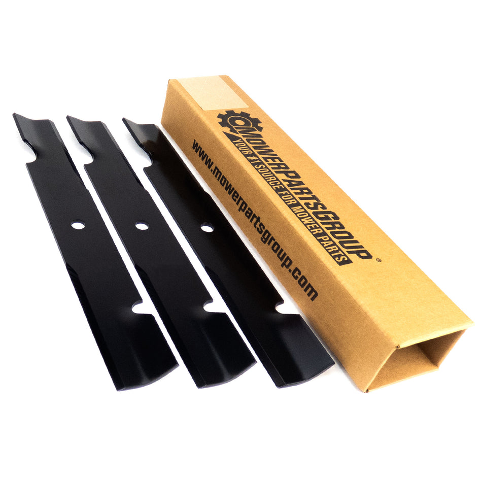 (3) Replacement Notched Hi Lift Blades for 50" 52" 54" Decks