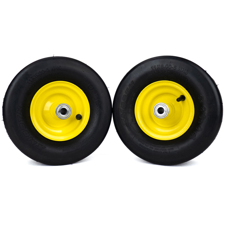 (2) Pneumatic Tire Assemblies 11x6.00-5 Fits John Deere Z300 Series ZTrak 42" 48" AUC18343 UC29107