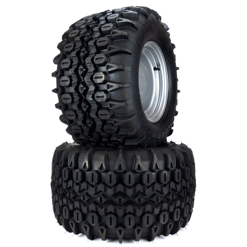 (2) Aggressive Deep Lug Tire Assemblies for Hustler Raptor SD 54 60 20x12.00-10 601349