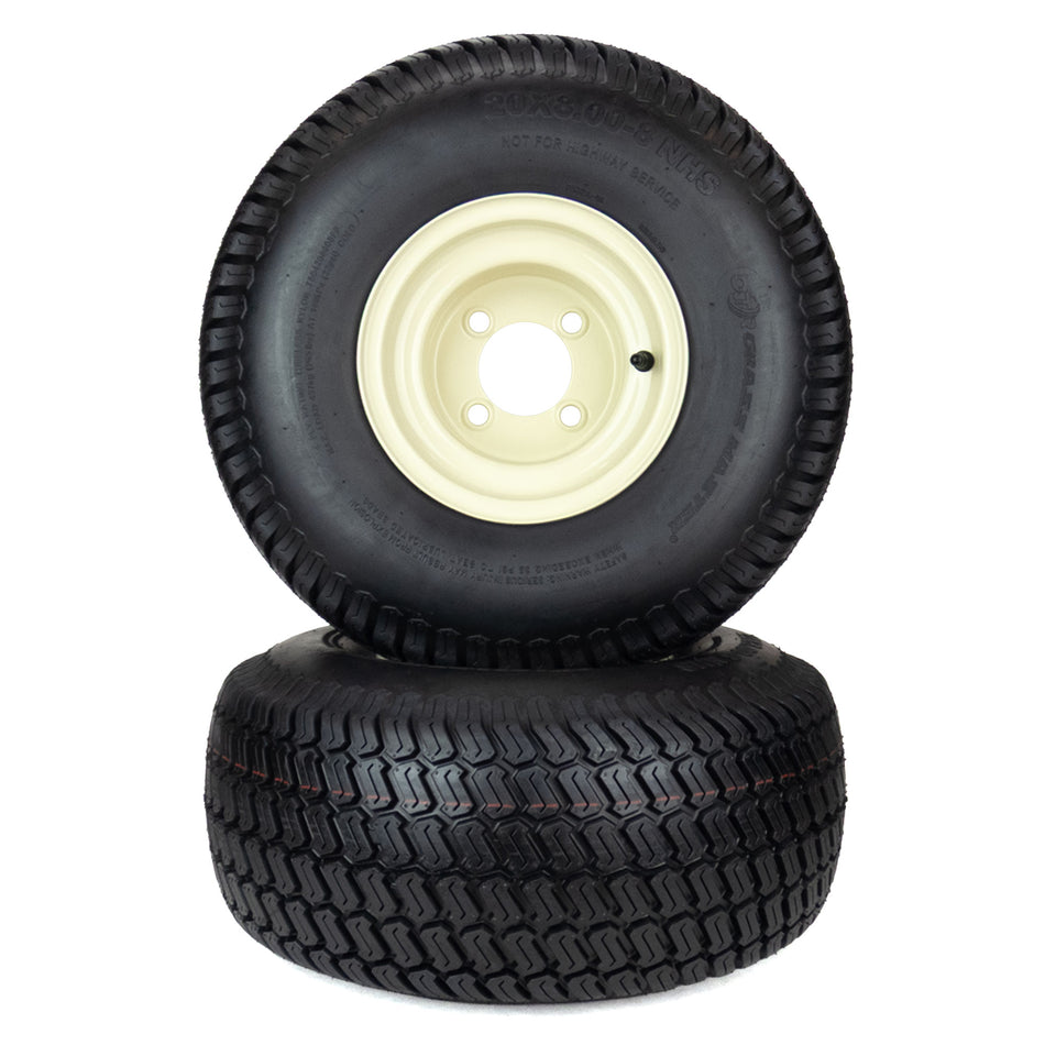 (2) Turf Tire Assemblies 20x8.00-8 Fits Cub Cadet ZT1 42" 46" 634Z05924 634Z07264