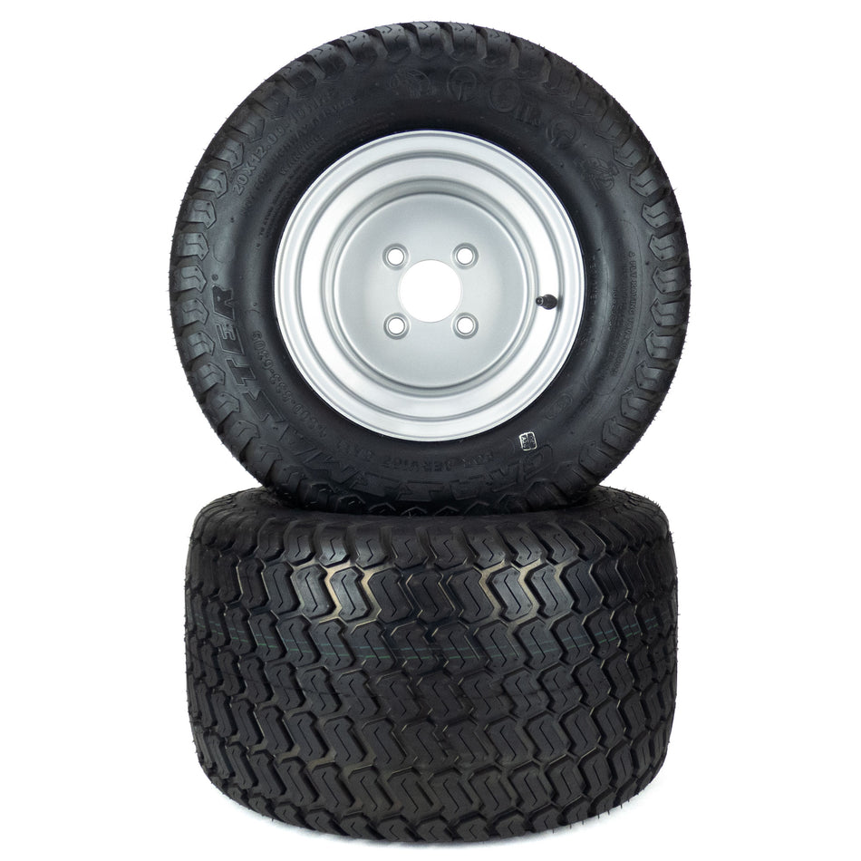 (2) Turf Tire Assemblies 20x12.00-10 Fits Hustler Fastrak Raptor SD 54" 60" 601349