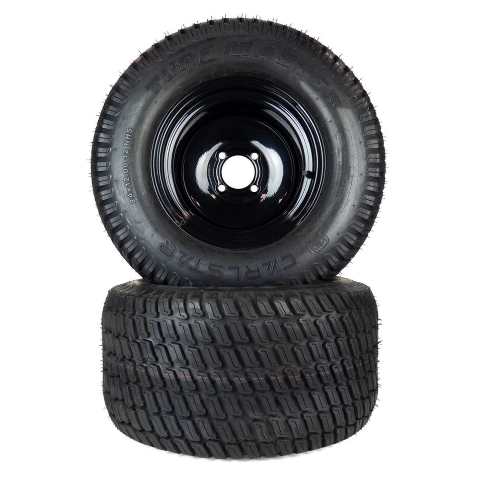 (2) Carlstar/Carlisle Turf Master Tire Assemblies 24x12.00-12 Fits Scag Patriot Tiger Cat II 61" 486291