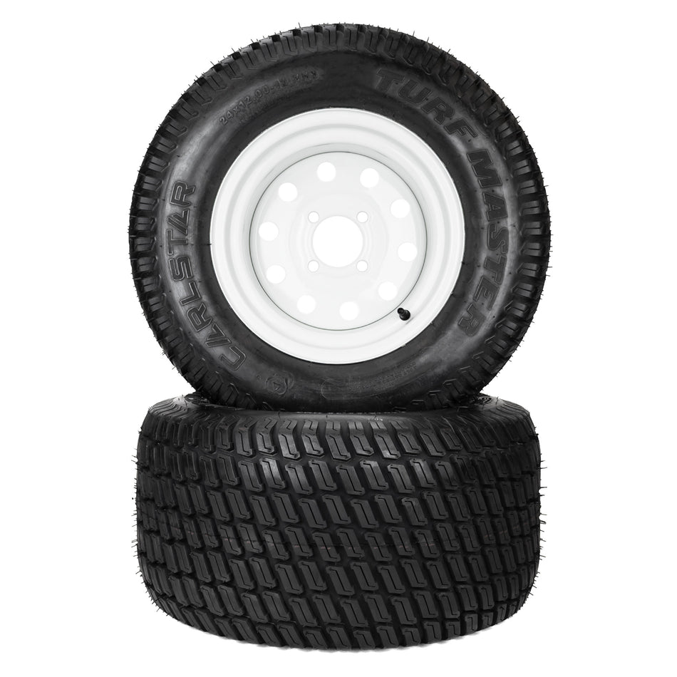 (2) Carlstar/Carlisle Turf Master Tire Assemblies 24x12.00-12 Fits Exmark Toro Lazer Z 109-8972