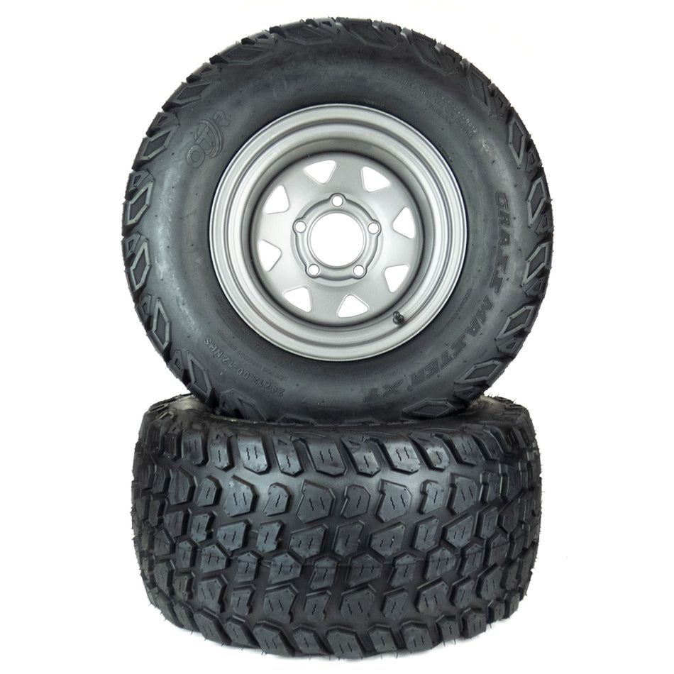(2) Grassmaster XT Tire Assemblies 24x12.00-12 Fits Gravely PT 200 400 60" 72" 07101119