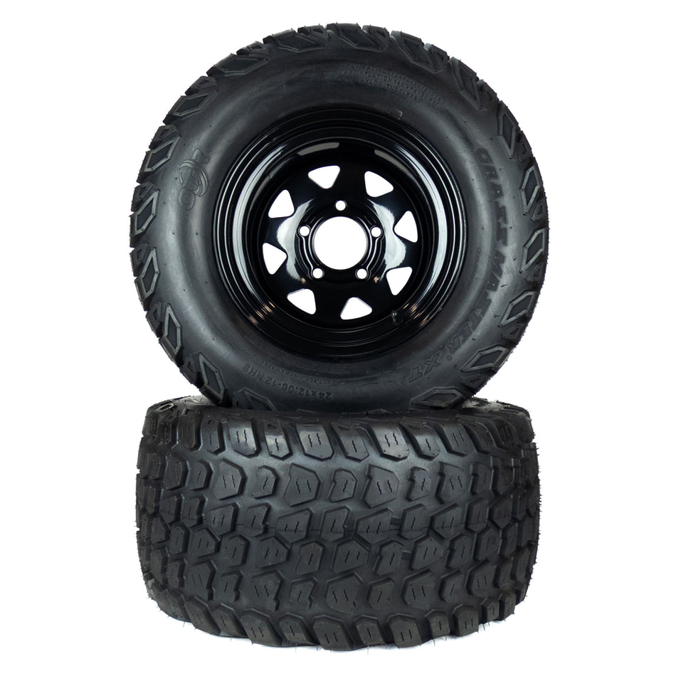 (2) Grassmaster XT Tire Assemblies 24x12.00-12 Fits Gravely Pro-Turn 300 07101511