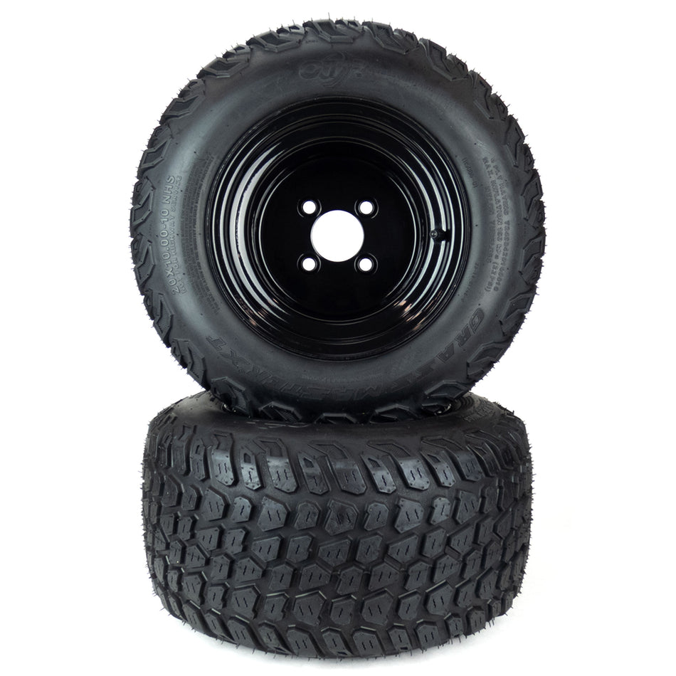 (2) Grassmaster XT Tire Assemblies 20x10.00-10 Fits Scag Freedom Z 48" 52" 486315