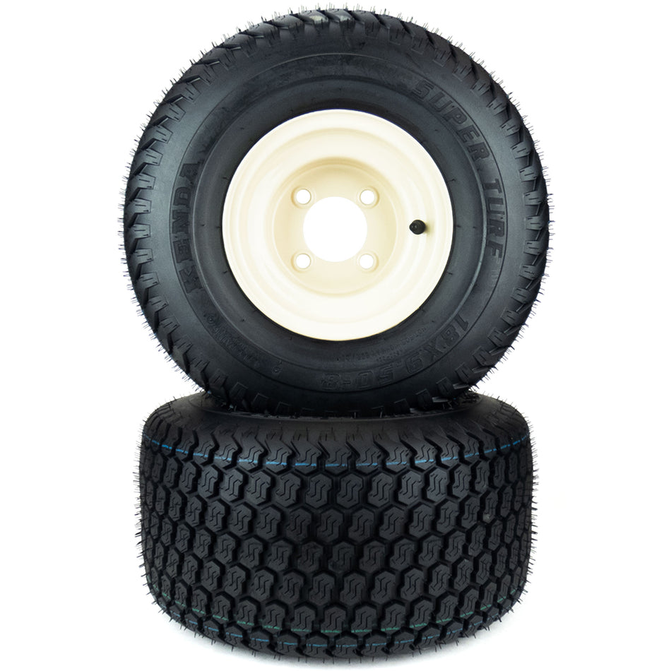 (2) K500 Super Turf Tire Assemblies 18x9.50-8 Compatible With Cub Cadet RZT 50" & 54" 634-04128