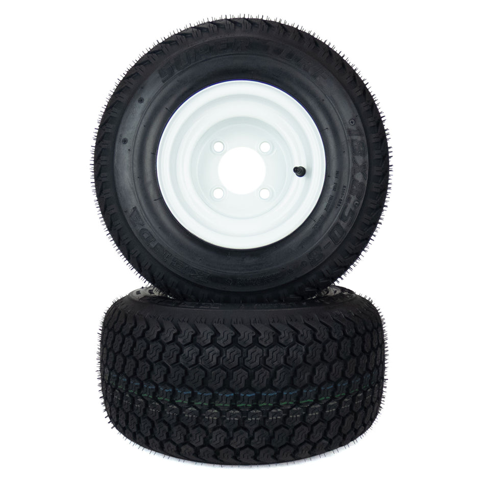 (2) Super Turf Tire Assemblies 18x8.50-8 Golf Cart ClubCar EZGO No Lift Required