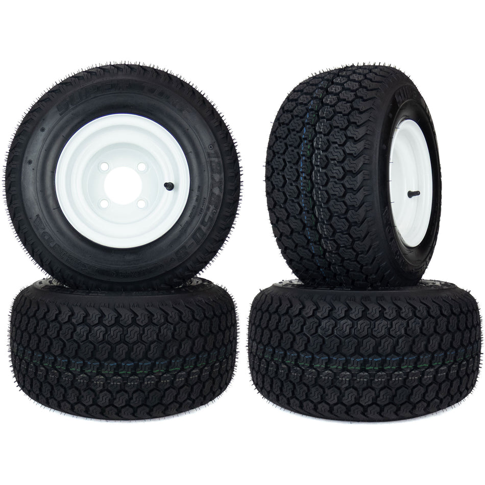 (4) Super Turf Tire Assemblies 18x8.50-8 Golf Cart ClubCar EZGO No Lift Required