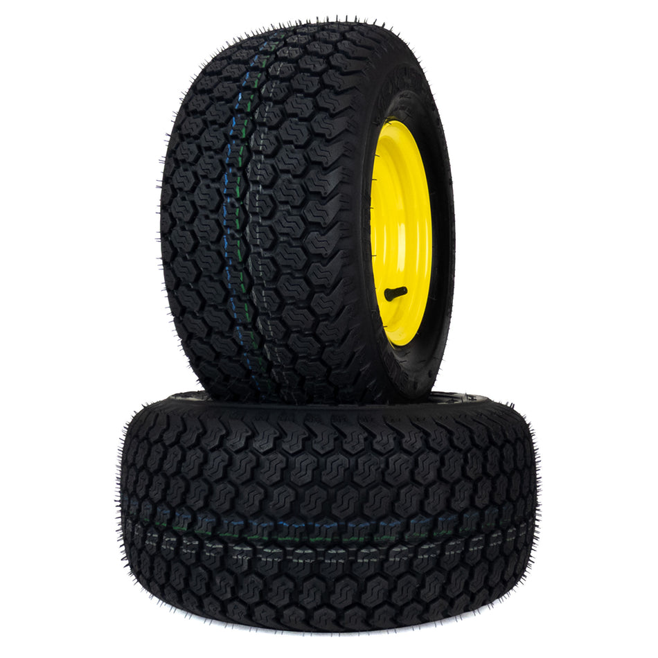 (2) Super Turf Tire Assemblies 18x8.50-8 Fits John Deere ZTrak Z315E Z320M Z320R Z370R 42" UC29108 UC29109