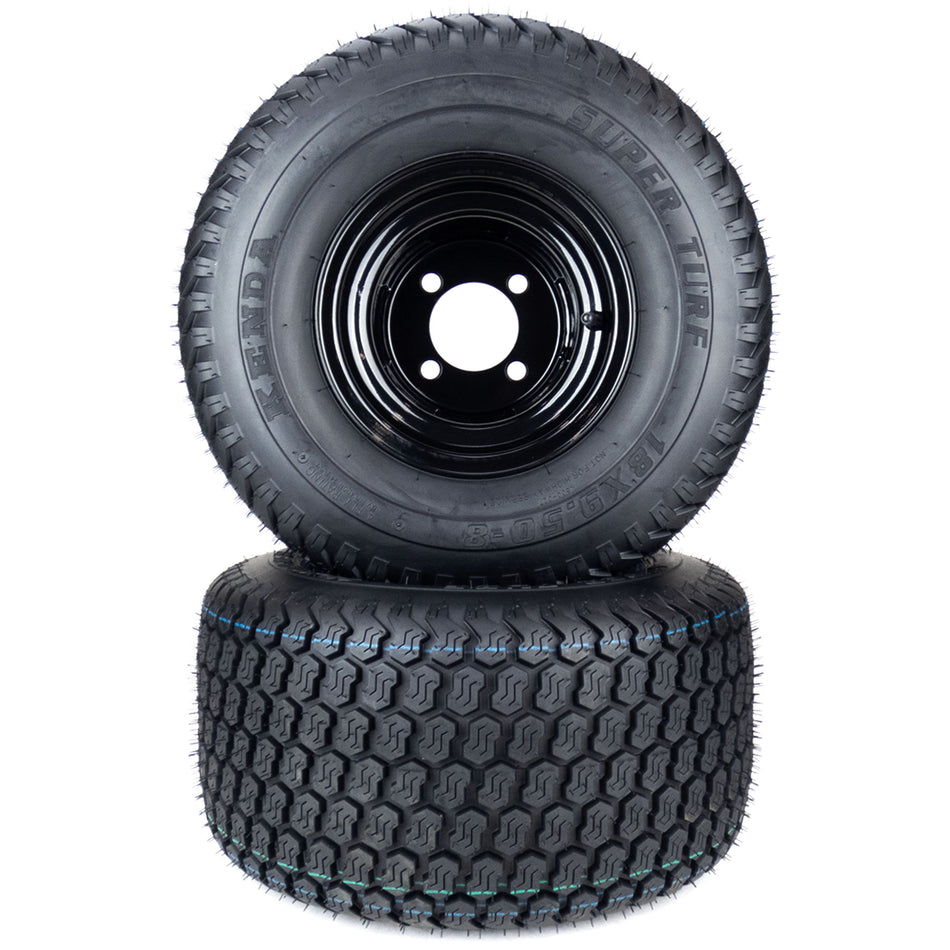 (2) K500 Super Turf Tire Assemblies 18x9.50-8 Fits Toro Timecutter 50" 139-5847