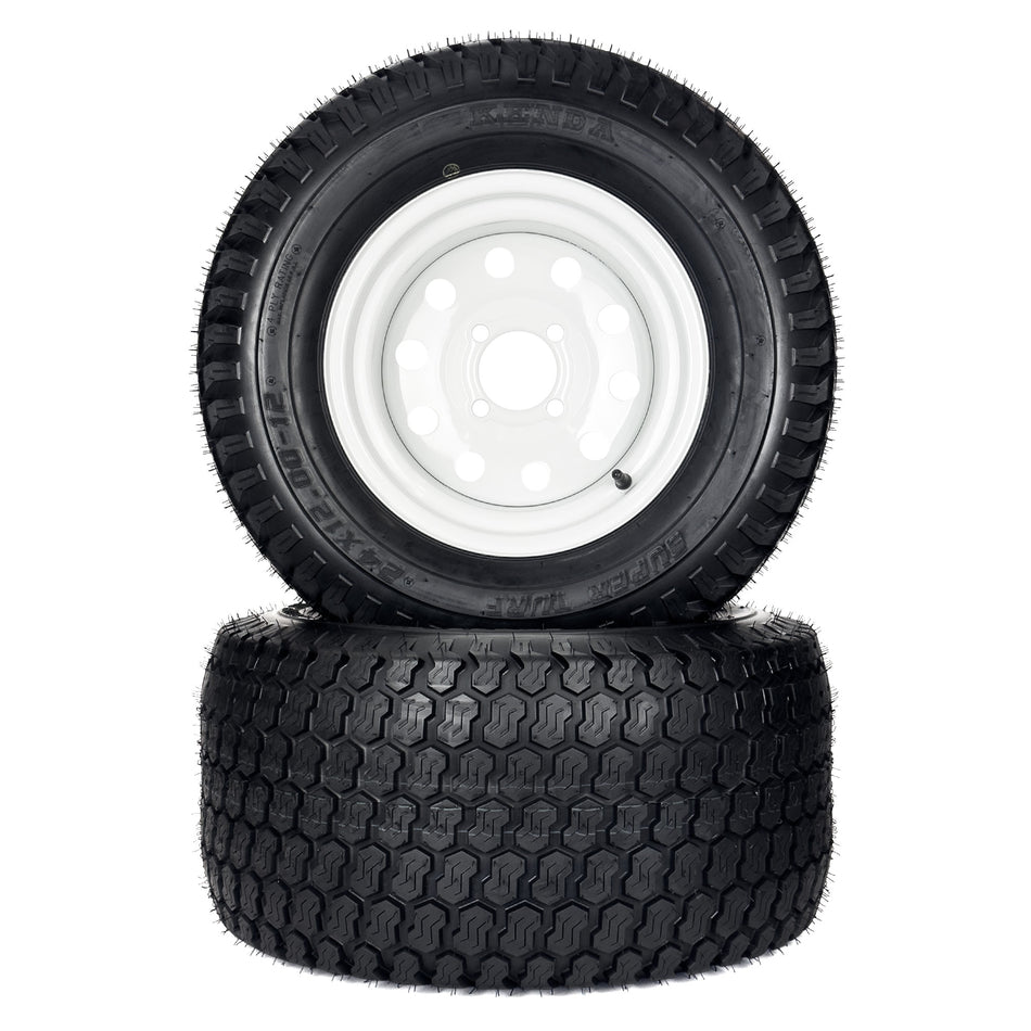 (2) Super Turf Tire Assemblies 24x12.00-12 Fits Exmark Toro Lazer Z 109-8972