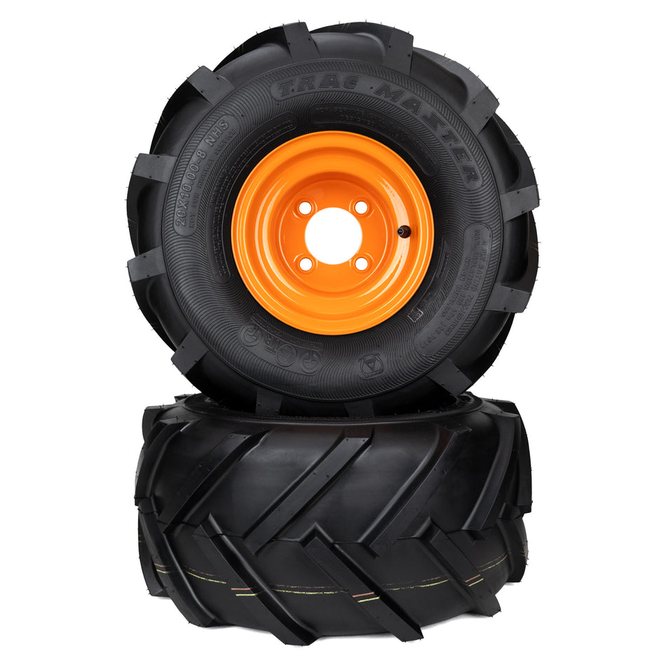 (2) Aggressive Tire Assemblies 20x10.00-8 Fits Scag Freedom Z 48" 52" 481868 483390