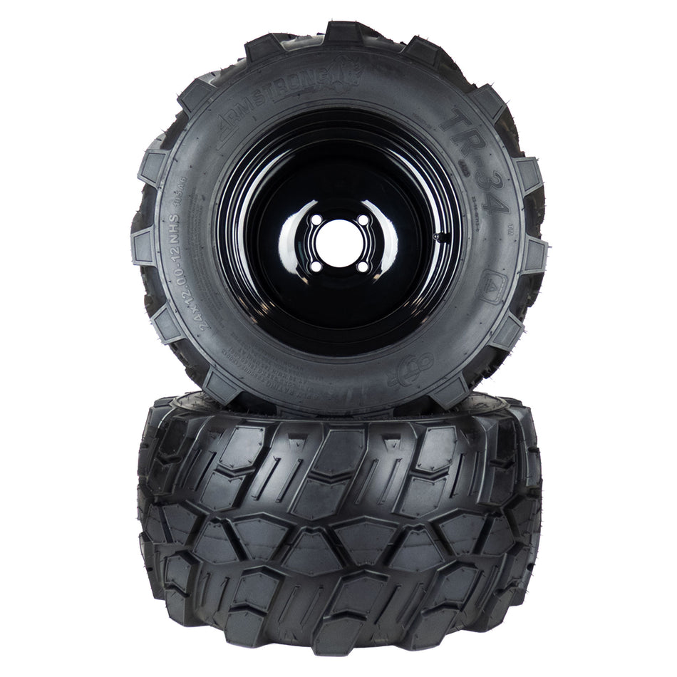 (2) Aggressive Tire Assemblies 24x12.00-12 Fits Scag Patriot Tiger Cat II 61" 486291
