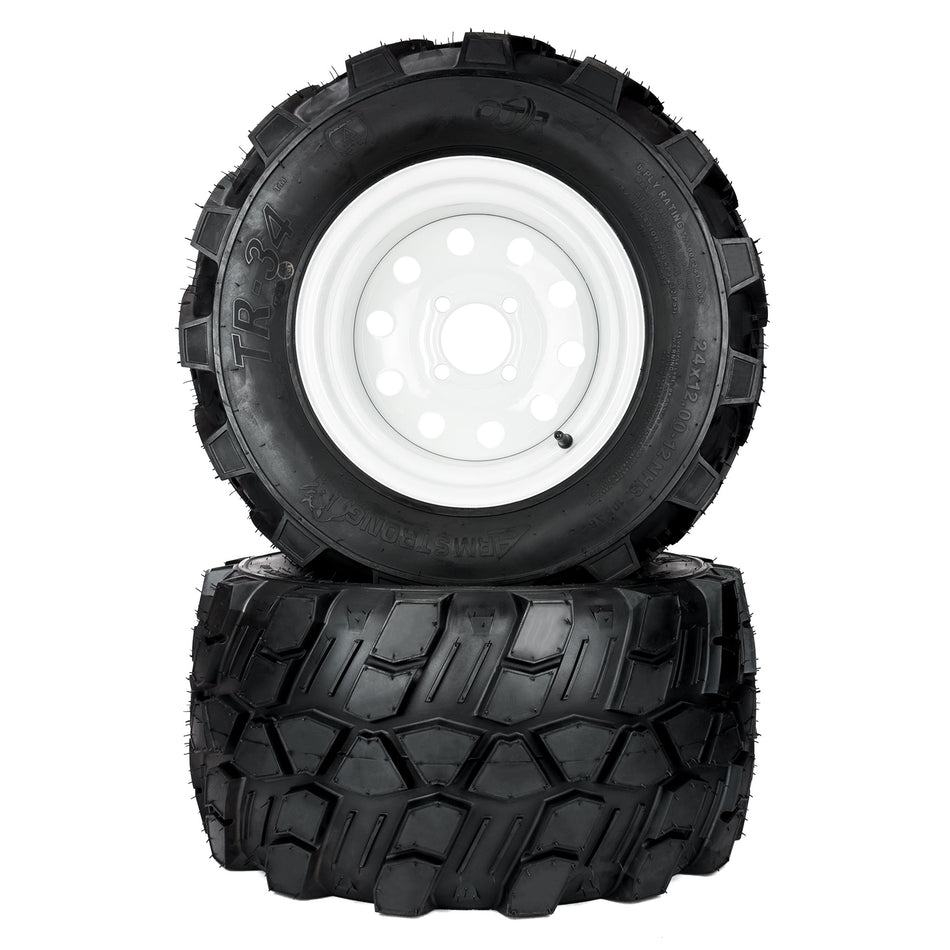 (2) Aggressive Tire Assemblies 24x12.00-12 Fits Exmark Lazer Z Fits Toro Z Master 109-8972