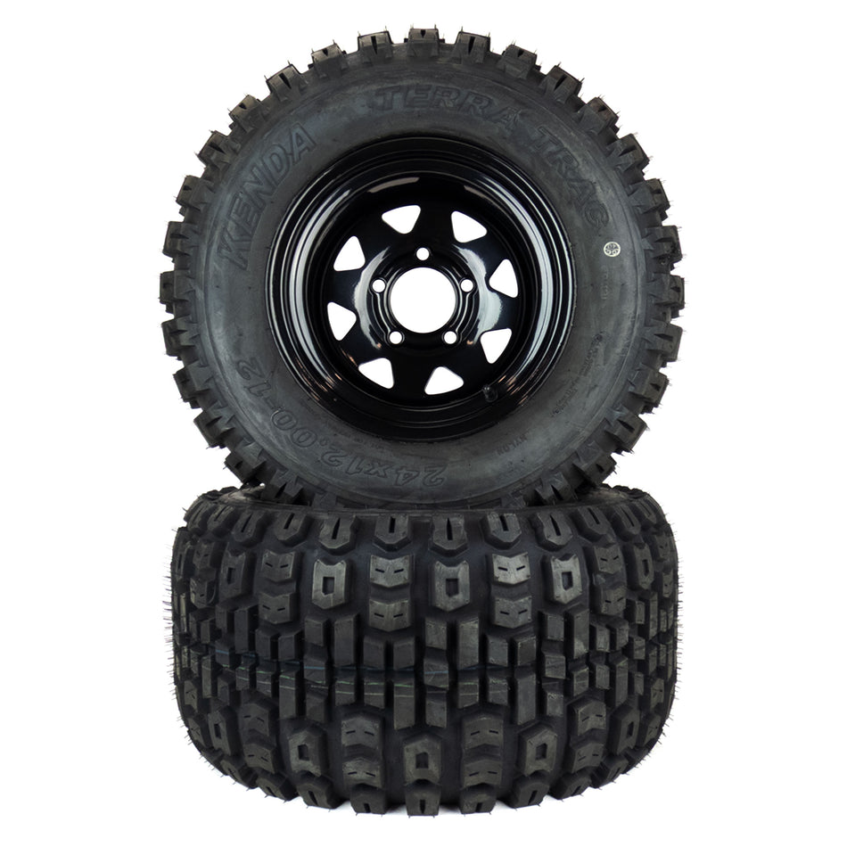 (2) All Terrain Tire Assemblies 24x12.00-12 Fits Gravely Pro-Turn 300 07101511