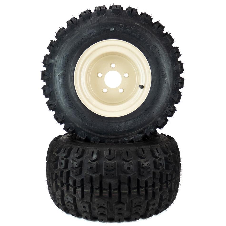 (2) Wheel and Aggressive Tire Assemblies 22x11.00-10 Compatible With Grasshopper Replaces 482483