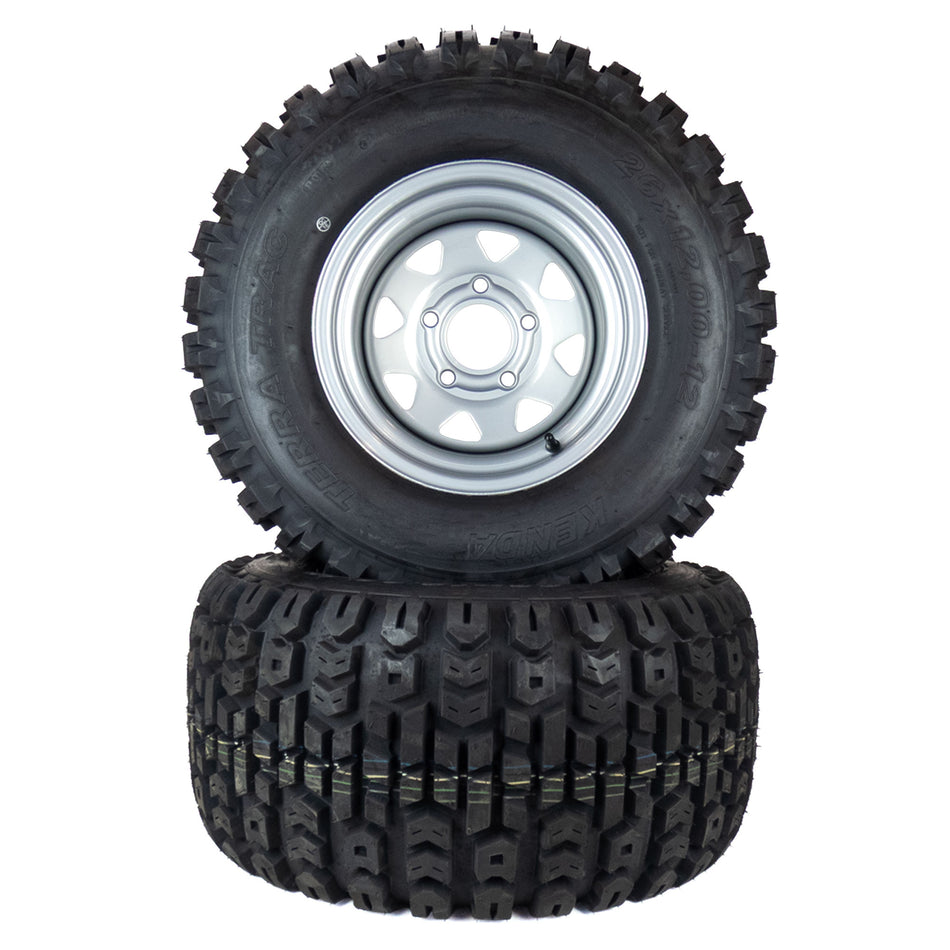 (2) All Terrain Tire Assemblies 26x12.00-12 Fits Hustler Super Z 66" 72" 604455