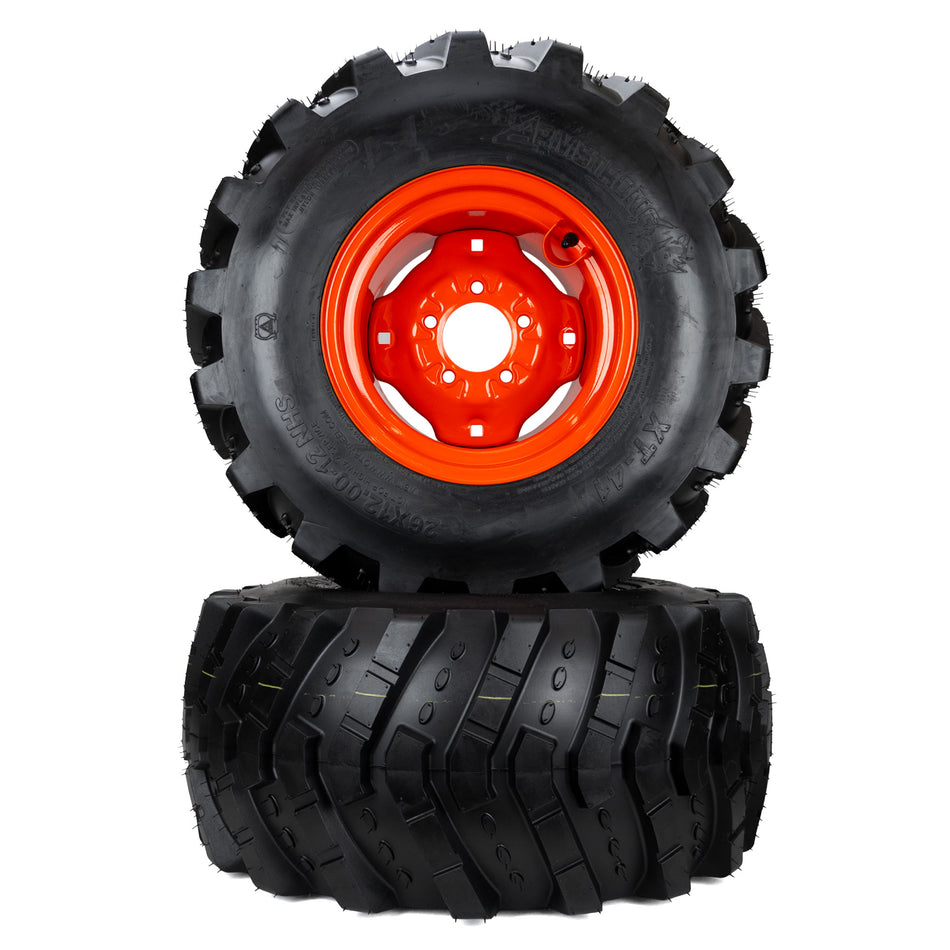 (2) Aggressive Tire Assemblies 26x12.00-12 Fits Kubota BX Series K2561-17610