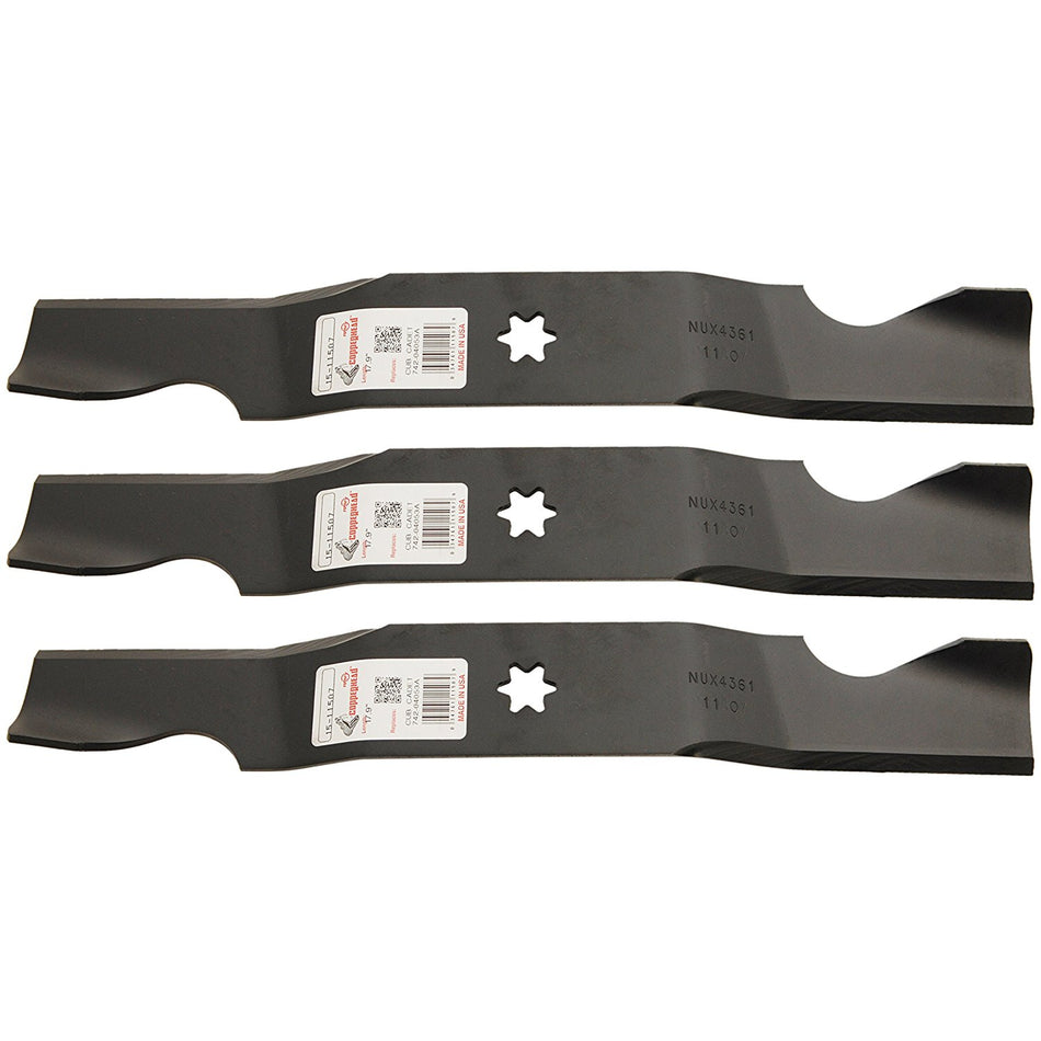 (3) Heavy Duty Blades Compatible With Cub Cadet 742-04053, 742-04053A