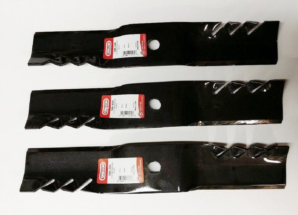 Set of 3, Longer Life 596-354 Fusion G5 3-In-1 Mulching Blades to Replace John Deere M127500, M127673, or M145476.