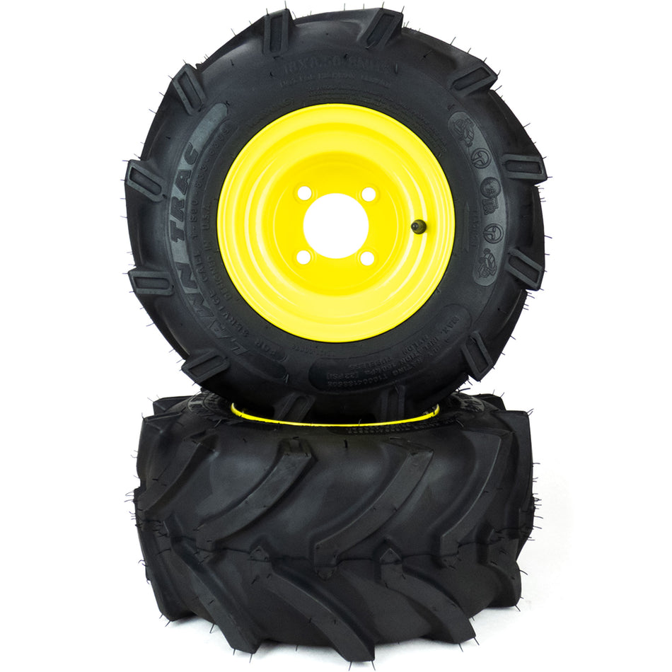 (2) Lawn Trac Tire Assemblies 18x8.50-8 Fits John Deere ZTrak Z225 Z335 M160634