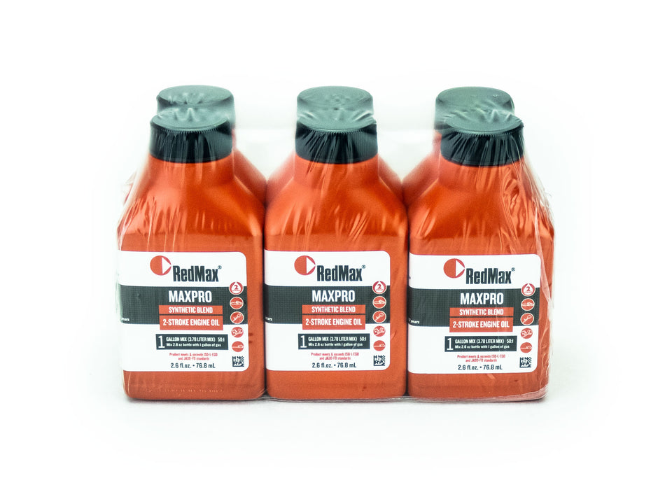 A482 6 Pack 2.6oz Bottles RedMax Synthetic 2 Stroke Oil w/ Fuel Stabilizer 50:1